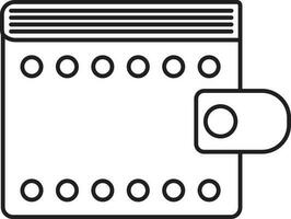 svart linje konst plånbok i platt stil. vektor
