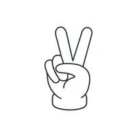 hand gest v tecken som seger eller fred ikon. illustration i översikt stil. 70s retro vektor design.