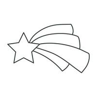 Star Symbol mit Schwanz. Illustration im Gliederung Stil. 70er Jahre retro Vektor Design.