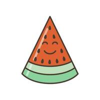 leende vattenmelon skiva ikon. illustration i tecknad serie stil. 70s retro ClipArt vektor design.