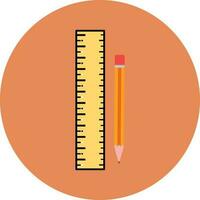 Illustration von Stand Bleistift und Rahmen auf kreisförmig Orange Hintergrund. vektor