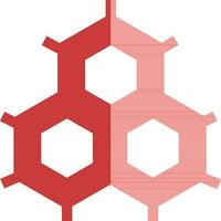 platt molekyl ikon i röd Färg. vektor