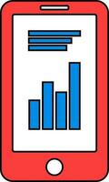 isolerat ikon av smartphone med bar Diagram. vektor