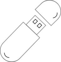 schwarz Linie Kunst USB Blitz Fahrt mit Deckel. vektor