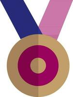 hängande medalj i blå, brun och rosa Färg. vektor