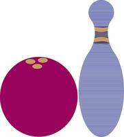 Blau Bowling Stift mit Rosa Ball. vektor