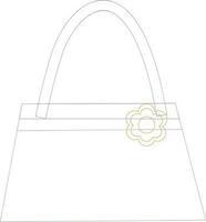 linje konst illustration av kvinnors handväska. vektor