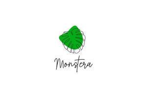 monstera blad logotyp vektor ikon illustration