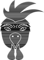 tupp tecknad serie ansikte ikon i kinesisk zodiaken i svart. vektor