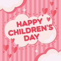 glücklich Kinder Tag Vektor Gruß mit Rosa Hintergrund