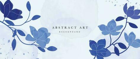 abstrakt botanisch Kunst Hintergrund Vektor. Aquarell Hand gezeichnet Blatt Geäst, Blume, Indigo, Blau. Design Illustration zum Hintergrund, Banner, drucken, Poster, Abdeckung, Gruß und Einladung Karte. vektor