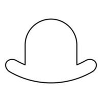 alt Hut Jahrgang Bowler Gentleman Kopfbedeckungen männlich elegant Fedora Homburg-Hut geizig Rand Zylinder Kontur Gliederung Linie Symbol schwarz Farbe Vektor Illustration Bild dünn eben Stil