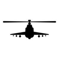 Kampf Hubschrauber Attacke Militär- Konzept Aussicht Vorderseite Symbol schwarz Farbe Vektor Illustration Bild eben Stil