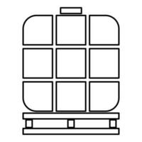 ibc mittlere Bulk Container Panzer zum Flüssigkeiten Flüssigkeit Wasser Lager Reservoir Kontur Gliederung Linie Symbol schwarz Farbe Vektor Illustration Bild dünn eben Stil