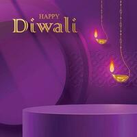 Diwali oder Deepavali 3d Podium runden Bühne Stil zum das indisch Festival von Beleuchtung vektor