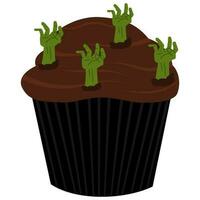 Halloween Cupcake Hand Zombie vektor