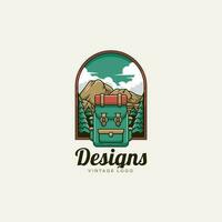 draussen Tasche Illustration Logo Design. vektor