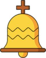 kristen symbol med klocka ikon i brun och gul Färg. vektor