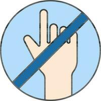 Nej hand Rör ikon eller symbol i blå Färg. vektor