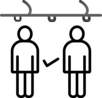 passagerare upprätthålla social avstånds i offentlig transport linje ikon. vektor