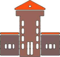 byggnad i brun och orange Färg. vektor