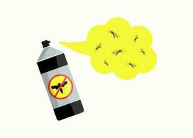 Moskito Karikatur Insekt. ein Abhilfe zu töten Mücken, Mücken, Schädlinge. Aerosol, vergiften sprühen. Konzepte zu Kampf Malaria. Gekritzel Stil. Vektor Illustration auf Weiß isoliert Hintergrund.