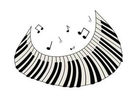 musikalisk instrument. piano nycklar, stor piano. ljud av musik. vektor illustration på vit isolerat bakgrund.