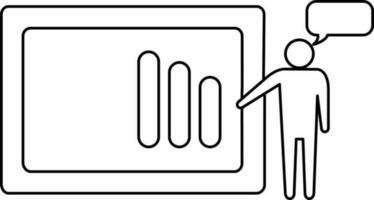 Schlaganfall von Geschäftsmann Symbol mit Tafel und Plaudern unterzeichnen. vektor