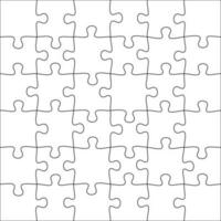 Puzzles Rätsel. Platz Puzzle 6x6 Netz, Puzzle Spiel und beitreten 36 Bild Stücke Vektor Illustration