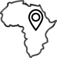 Ort Punkt auf Süd Afrika Land Karte im Linie Kunst. vektor