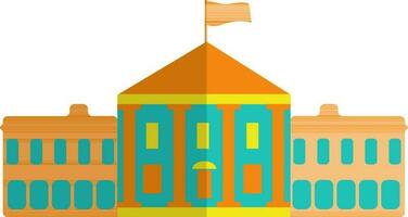 orange flagga på grön och gul capitol byggnad. vektor