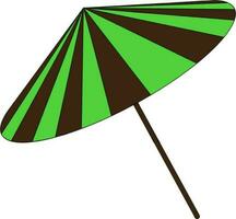 Illustration von Regenschirm Symbol im Grün und braun Farbe mit Schlaganfall. vektor