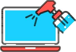 Illustration von Laptop mit sprühen Symbol im rot und Blau Farbe. vektor