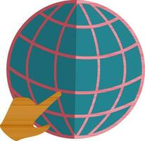 Globus Symbol mit Hand zum suchen Job im Hälfte Schatten. vektor