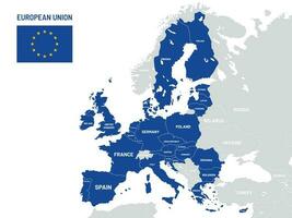 europeisk union länder Karta. eu medlem Land namn, Europa landa plats Kartor vektor illustration