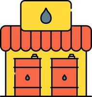 Öl und Gas Lagerhaus Orange und Gelb Symbol. vektor