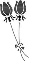 schwarz und Weiß Knospe Blumen dekoriert Bogen Schleife. vektor