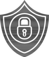 skydda låsa eller säkerhet ikon i svart och vit Färg. vektor