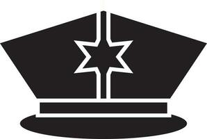 schwarz und Weiß Polizei Hut mit Star Abzeichen. vektor