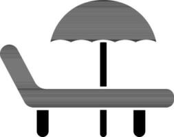 Vektor Bett mit Regenschirm Symbol oder Symbol.