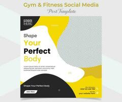 Fitness Fitnessstudio Sozial Medien Post und Platz Flyer Post Banner Vorlage Design vektor