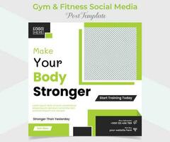 Gym och kondition PR fyrkant flygblad posta baner och social media posta mall design vektor