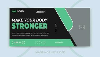 Fitnessstudio oder Fitness Sozial Medien online Netz Anzeigen Banner und Video Miniaturansicht Design Vorlage vektor