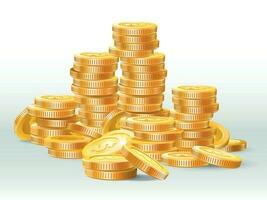 golden Münzen Haufen. Gold Münze Dollar, Geld Stapel und Gold Kasse Haufen realistisch Vektor Illustration