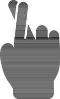 svart och vit hand gest av korsade finger. vektor