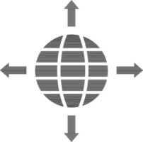 schwarz und Weiß Globus mit Pfeile. vektor