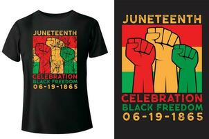 juni fira svart frihet 1965 t-shirt design vektor