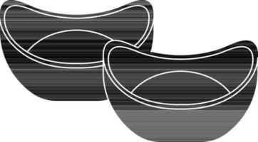 Chinesisch Barren Sycee im schwarz Farbe. vektor