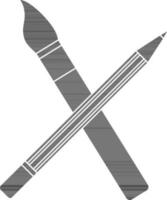 schwarz und Weiß Bleistift und Bürste. vektor