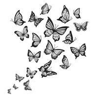 Schmetterlinge Fluss. Schmetterling Flügel, Frühling fliegend Insekt und Flug Welle Vektor Hintergrund Illustration